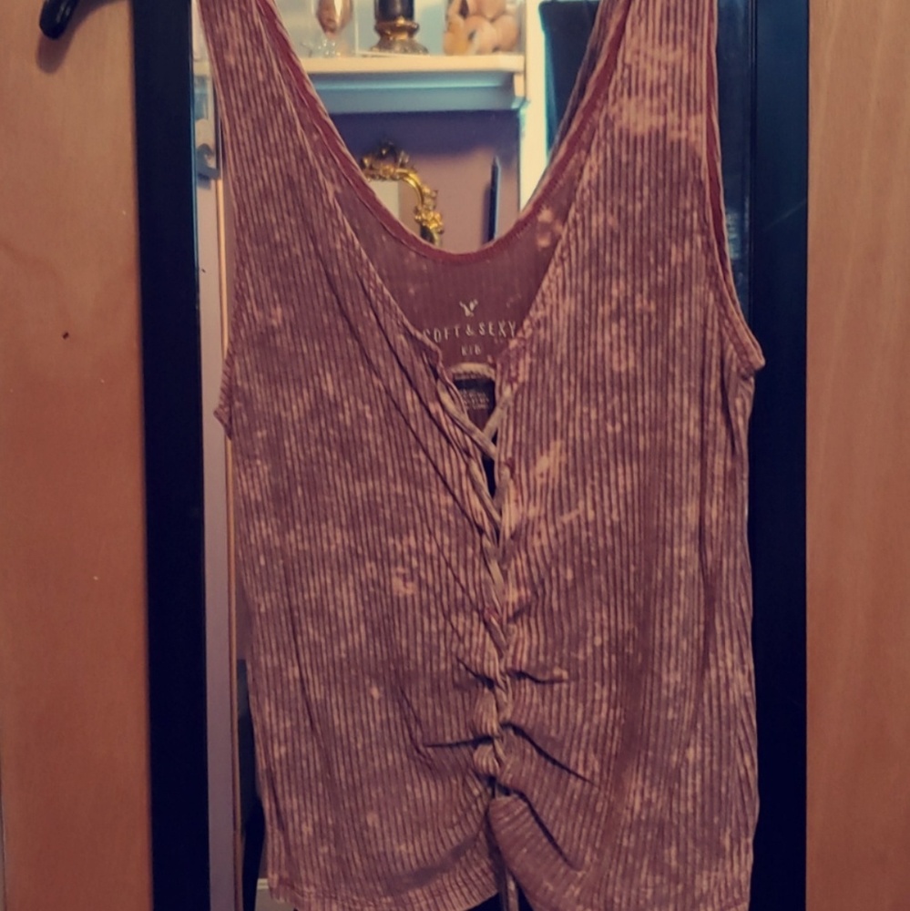 Grungy pink crop string top